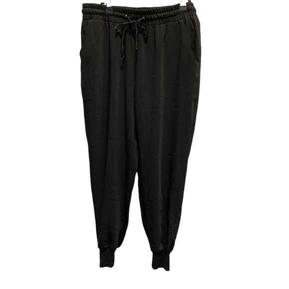 HARLOW and graham black athletic pants draw string Cuffed ankles Size L - Picture 2 of 11